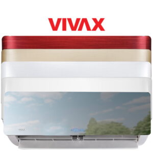 Vivax Klima Uređaj R+ Dizajn 3.5 kw - ACP-12CH35AERI - unutarnje jedinice sa prednje strane crvena, zlatna, srebrna i bijela