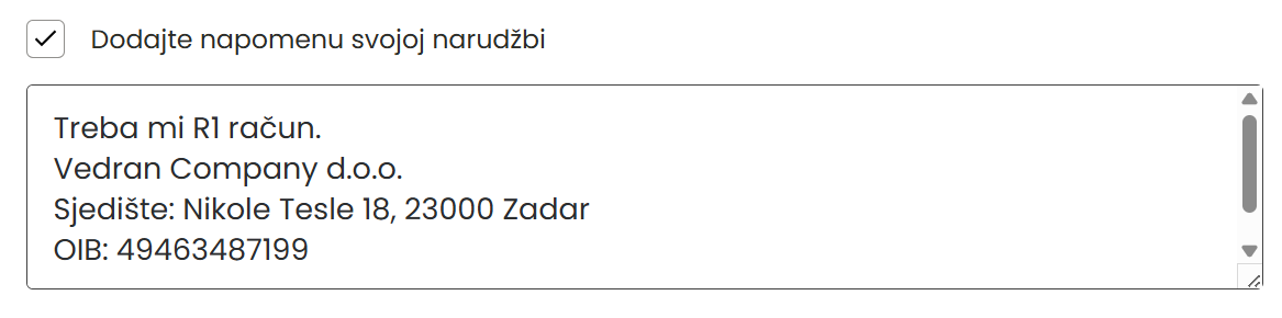 Košarica Treba mi R1 račun