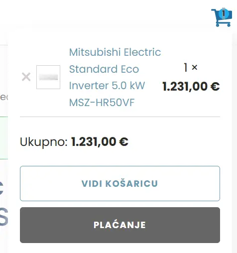 Košarica mogućnost vidi košaricu ili idi na plaćanje